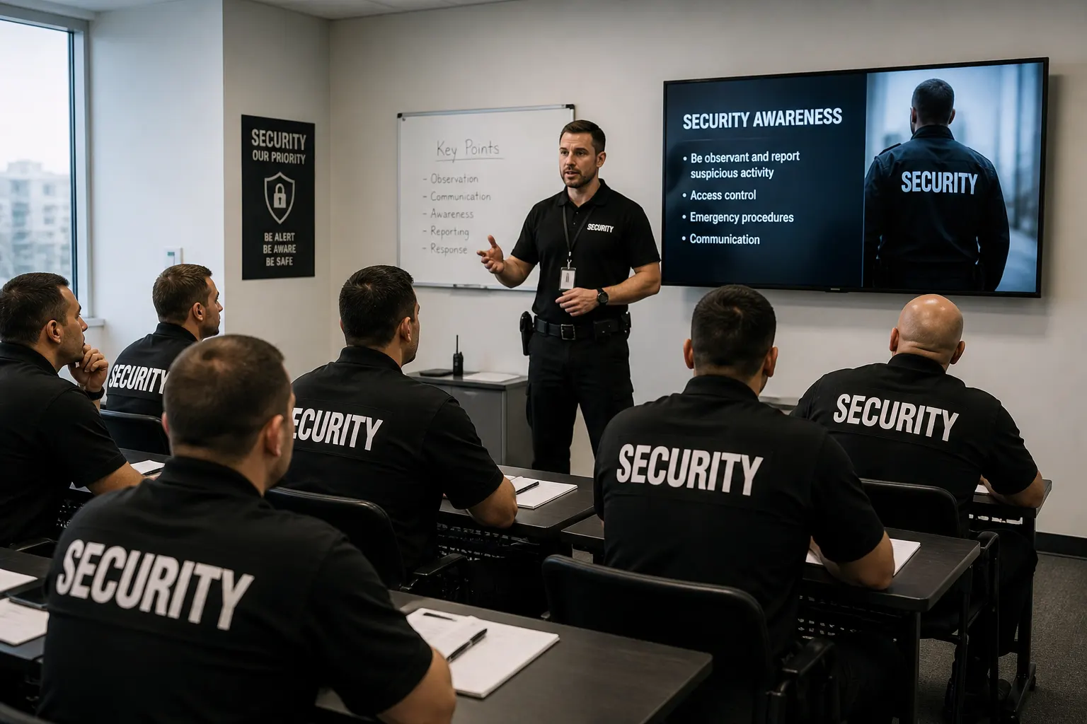 Security professionals in classroom training